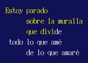 Estoy parado
sobre la muralla

que divide
todo lo que am
de lo que amar