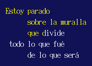 Estoy parado
sobre la muralla

que divide
todo lo que fu
de lo que sera