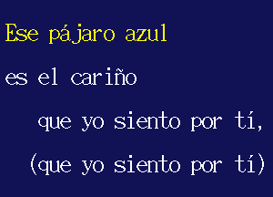 Ese pajaro azul
es el cari O

que yo siento por ti,

(que yo siento por ti)