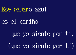 Ese pajaro azul
es el cari O

que yo siento por ti,

(que yo siento por ti)