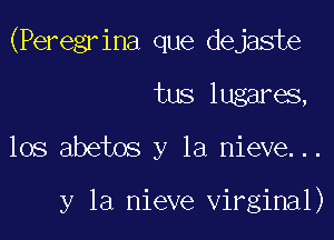 (Peregrina que dejaste
tus lugares,

los abetos y la nieve...

y la nieve virginal)