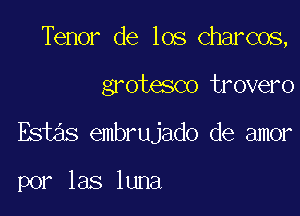 Tenor de los Charcos,

gotesco trovero

Estas embrujado de amor

por las luna