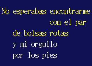 N0 esperabas encontrarme

con el par
de bolsas rotas

y mi orgullo
por los pies