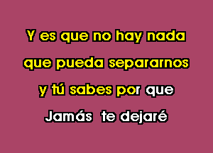 Y es que no hay nada
que pueda separarnos
y hi sabes por que

Jamds 1e dejcm'e