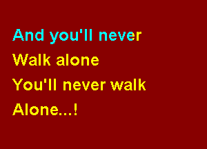 And you'll never
Walk alone

You'll never walk
Alone...!