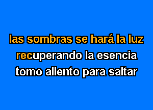 las sombras se hare'i la luz
recuperando la esencia
tomo aliento para saltar