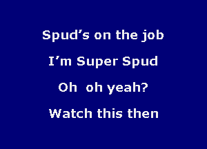 Spud's on the job

I'm Super Spud
Oh oh yeah?
Watch this then