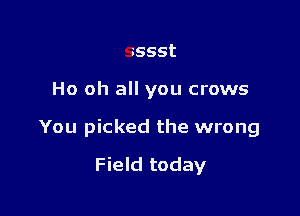 sssst

Ho oh all you crows

You picked the wrong

Field today