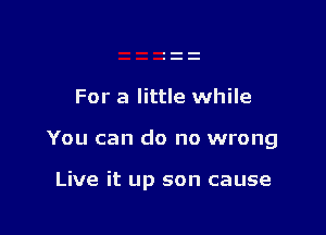 For a little while

You can do no wrong

Live it up son cause