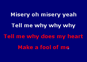 Misery oh misery yeah

Tell me why why why