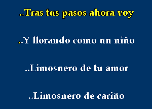 ..Tras tus pasos allora voy
..Y llorando como un niflo

..Limosnero de tu amor

..Limosnero de cariflo l