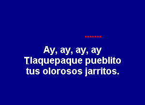 Ay! ay5 ay5 ay

Tlaquepaque pueblito
tus olorosos jarritos.