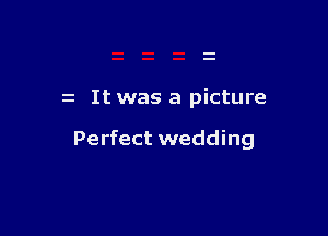 z It was a picture

Perfect wedding