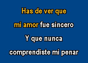 Has de ver que

mi amor fue sincero
Y que nunca

comprendiste mi penar