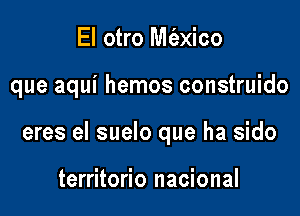 El otro Miexico

que aqui hemos construido

eres el suelo que ha sido

territorio nacional