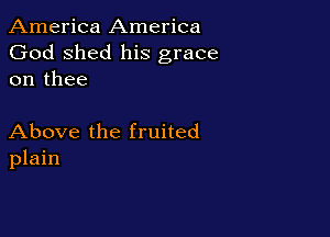 America America
God shed his grace
on thee

Above the fruited
plain