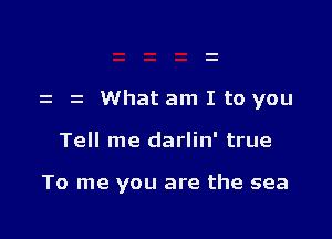 z z What am I to you

Tell me darlin' true

To me you are the sea