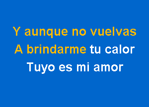 Y aunque no vuelvas
A brindarme tu calor

Tuyo es mi amor