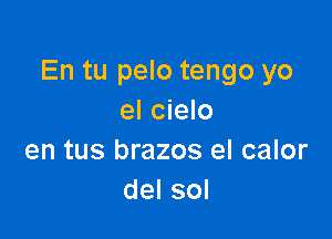 En tu pelo tengo yo
el cielo

en tus brazos el calor
del sol