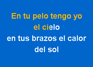 En tu pelo tengo yo
el cielo

en tus brazos el calor
del sol