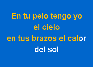 En tu pelo tengo yo
el cielo

en tus brazos el calor
del sol