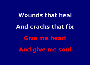 Wounds that heal

And cracks that fix