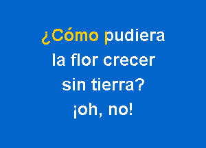 gC6mo pudiera
la flor crecer

sin tierra?
ioh, no!