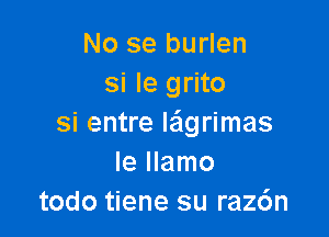 No se burlen
si Ie grito

si entre lagrimas
Ie Ilamo
todo tiene su raz6n