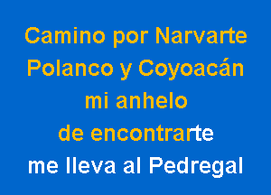 Camino por Narvarte
Polanco y Coyoaczin

mi anhelo
de encontrarte
me lleva al Pedregal