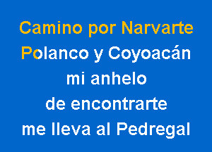 Camino por Narvarte
Polanco y Coyoaczin

mi anhelo
de encontrarte
me lleva al Pedregal