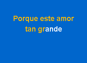 Porque este amor
tan grande