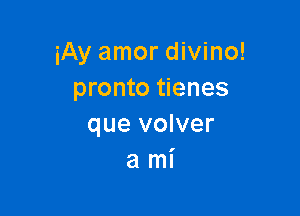 iAy amor divino!
pronto tienes

que volver
a mi