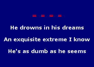 He drowns in his dreams
An exquisite extreme I know

He's as dumb as he seems