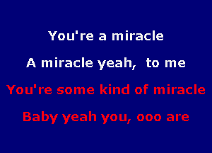 You're a miracle

A miracle yeah, to me