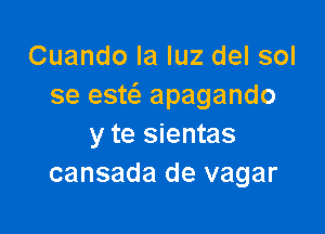 Cuando la luz del sol
se esw apagando

y te sientas
cansada de vagar