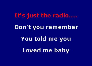 Don't you remember

You told me you

Loved me baby