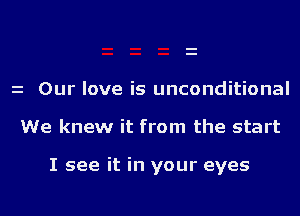 z Our love is unconditional

We knew it from the start

I see it in your eyes

g