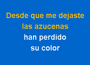 Desde que me dejaste
las azucenas

han perdido
su color