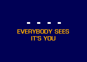EVERYBODY SEES
IT'S YOU