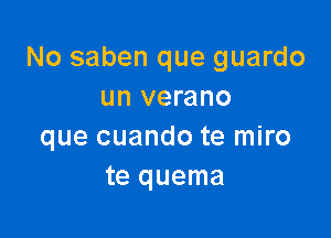 No saben que guardo
un verano

que cuando te miro
te quema