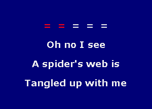 Oh no I see

A spider's web is

Tangled up with me