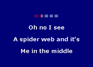 Oh no I see

A spider web and it's

Me in the middle