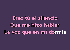 Eres tu el silencio

Que me hizo hablar
La voz que en mi dormia