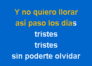 Y no quiero llorar
asi paso los dias

tristes
tristes
sin poderte olvidar