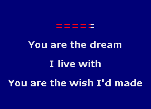 You are the dream

I live with

You are the wish I'd made