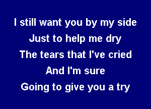 I still want you by my side
Just to help me dry
The tears that I've cried
And I'm sure

Going to give you a try