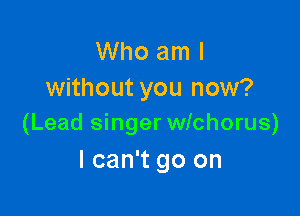 Who am I
without you now?

(Lead singer wichorus)
I can't go on