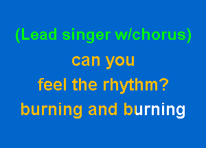 (Lead singer wlchorus)
can you

feel the rhythm?
burning and burning