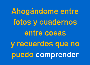 Ahogeindome entre
fotos y cuadernos

entre cosas
y recuerdos que no
puedo comprender