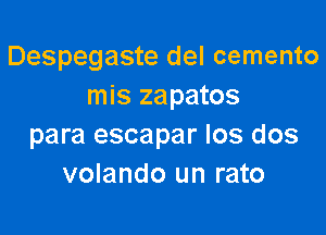 Despegaste del cemento
mis zapatos

para escapar los dos
volando un rato